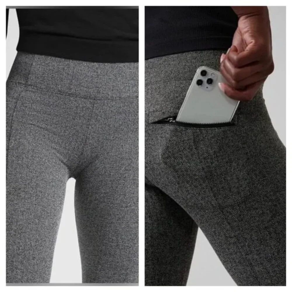 Athleta Delancey Herringbone Tight M Black/Abalone Gray